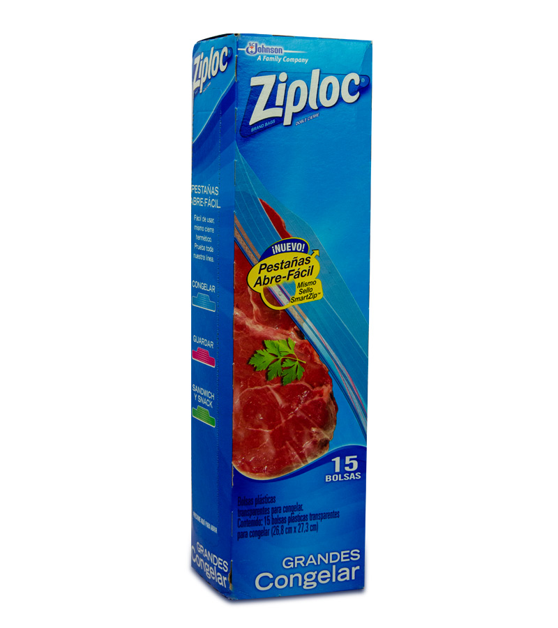 Bolsa ZIPLOC Grande 26.8x27.3cm Doble Cierre P/Congelar Smart Zip